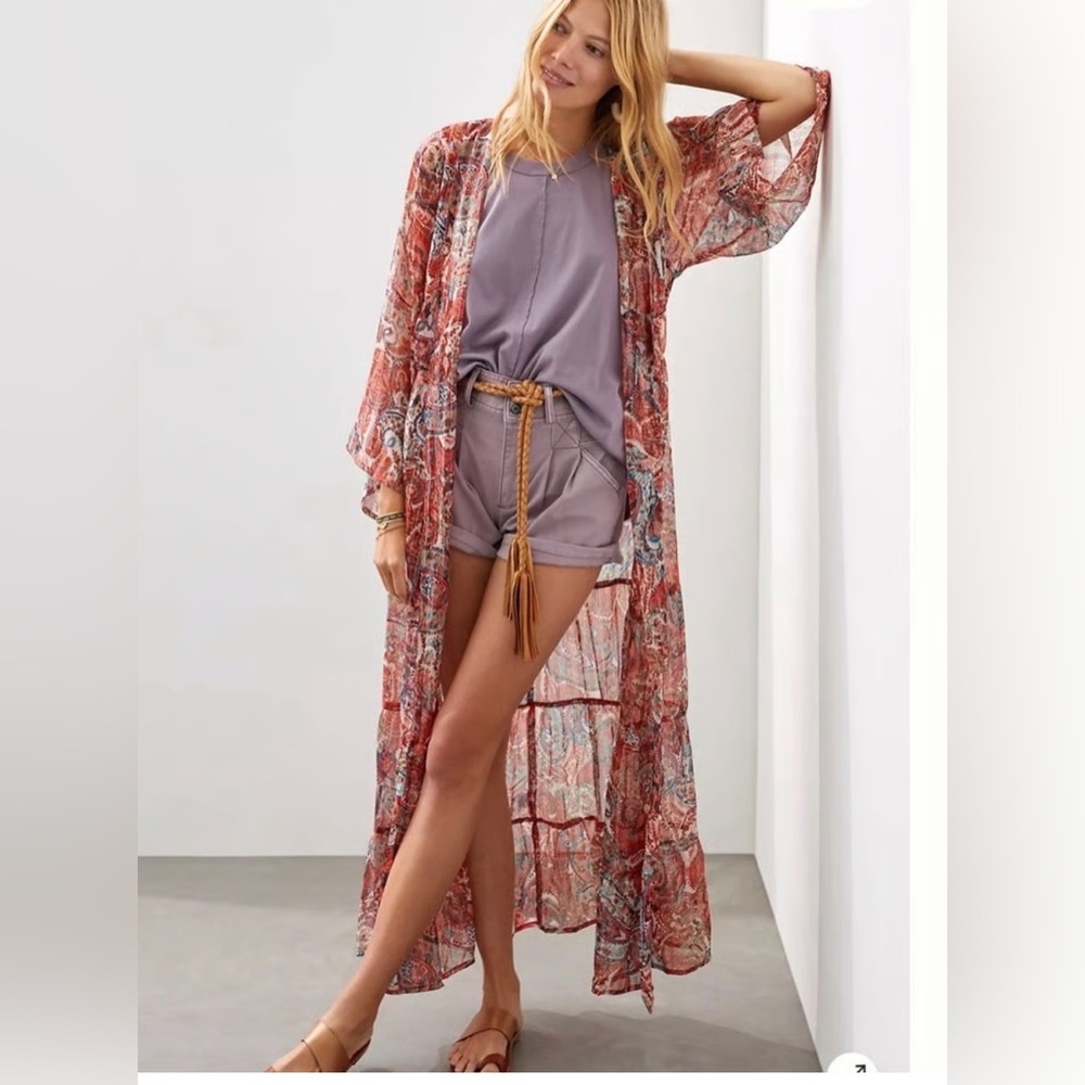 Anthropologie Multicolor Sheer Kimono
